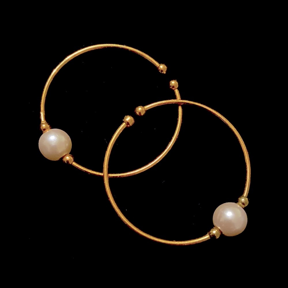 Faux pierced faux pearl loop earrings - vintage